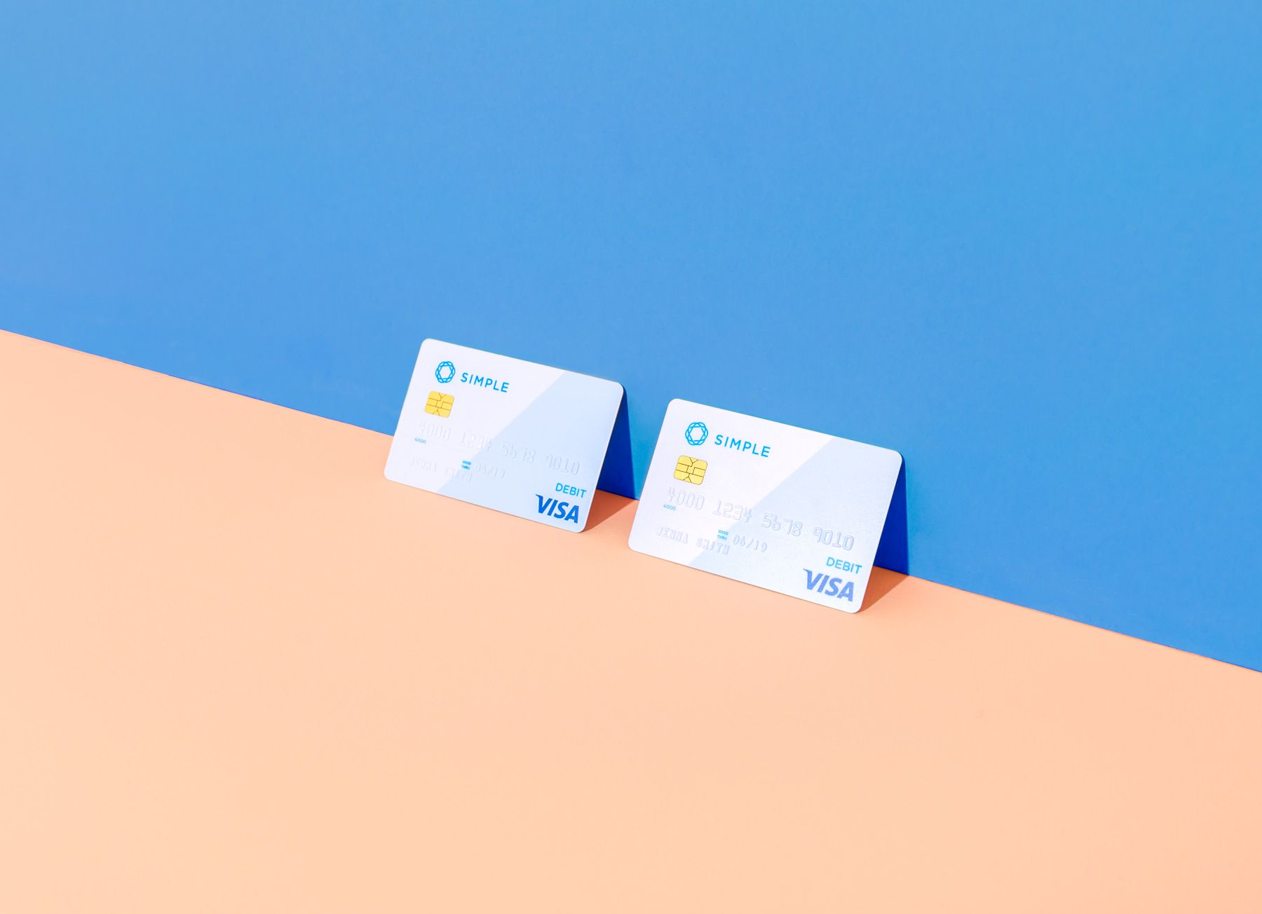Shared debit card from Simple, which is two colors